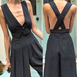 Vintage polka dot culotte jumpsuit